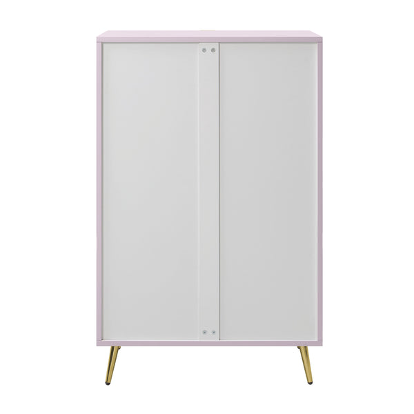 English Elm Gaines High Gloss Chest with Wave Pattern Design, Metal Legs, 5 Drawers, Durable Composite MDF Storage Pink 31 L x 15 W x 5 H B2726S00400