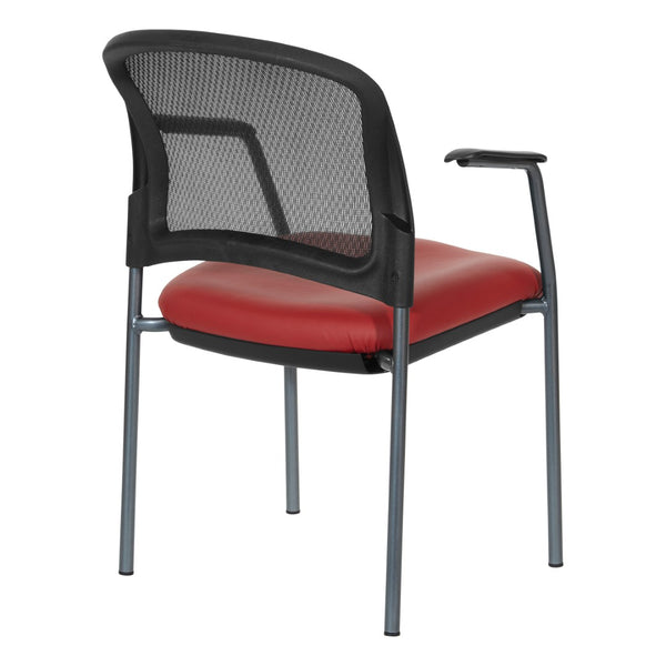 OSP Home Furnishings Progrid Mesh Back Stackable Chair with Titanium Frame for Conference Rooms Lipstick 86710R-R100