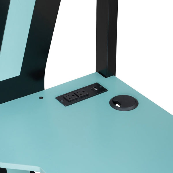 English Elm Full-size Gaming Loft Bed with Integrated Rgb Desk Usb Ports and Esports Frame Blue LT000239AAC