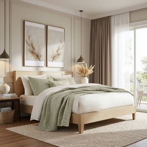 English Elm Full/queen Garment Washed Cotton Quilt Set Soft Neutral Farmhouse Bedroom Bedding Sage B035P496596