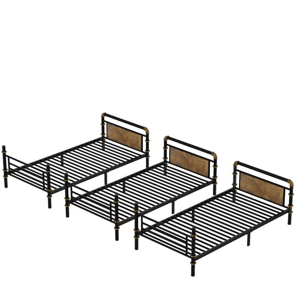 English Elm Quad Bunk Bed Heavy Duty Metal Frame Sleeps Four Kids Convertible Twin Modular W2580S00063