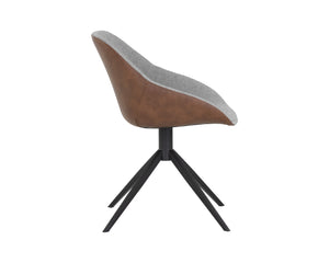 Sunpan Mccoy Swivel Dining Chair - Masculine Charm with Unique Two-Toned Design for Modern Spaces November Grey / Cinnamon Brown