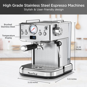 English Elm 20 Bar Espresso Machine with Steam Wand Pressure Display and Ese Pod Support W1002P292436
