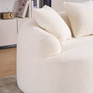 English Elm LY-025S Curved Loveseat Compact 65" Space-Saving Chenille Upholstery, 30D Foam+Spring Comfort White W2231P261287