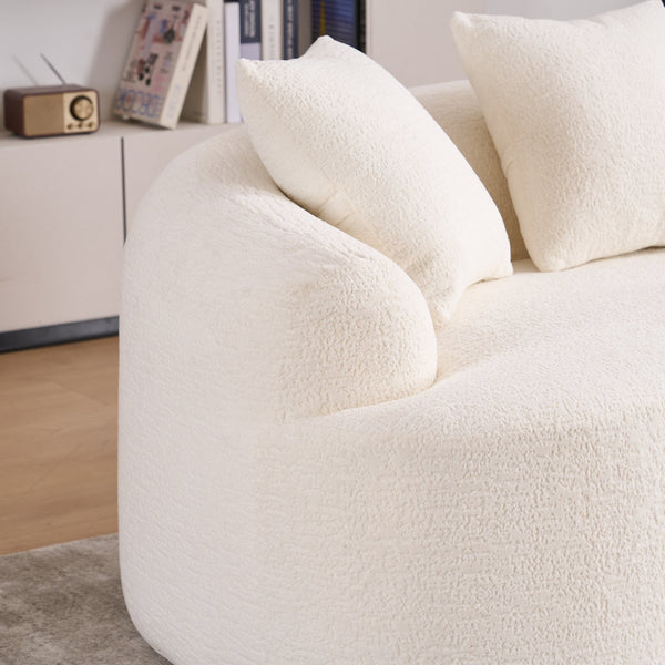 English Elm LY-025S Curved Loveseat Compact 65" Space-Saving Chenille Upholstery, 30D Foam+Spring Comfort White W2231P261287