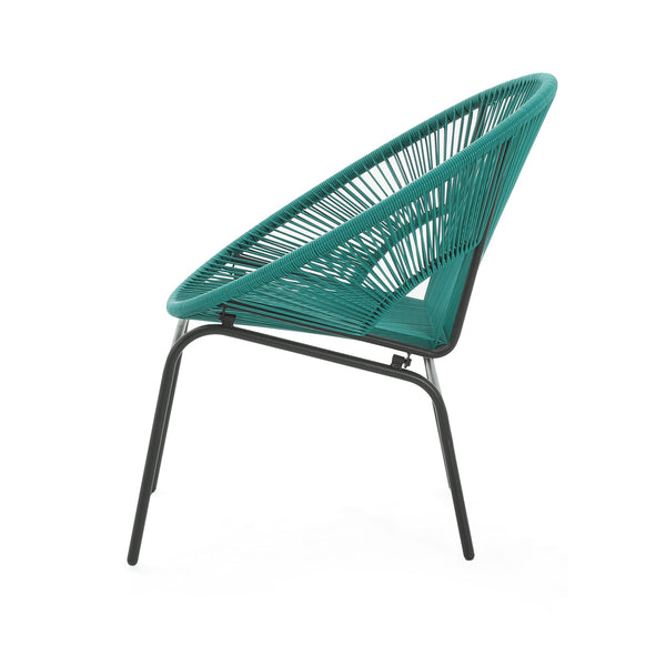 English Elm Christopher Knight Home® - NUSA Modern Outdoor Wicker Club Chairs Set of 2 with Durable PE Rattan Weave and Sleek Iron Frame Teal N775P198603T