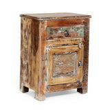 Christopher Knight Home® - Noble House - Offerman Boho Handcrafted Wood Nightstand, Natural And Distressed White