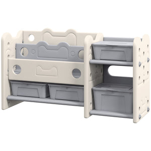 English Elm Qaba Kids Toy Storage Organizer - 2-Tier Unit With 4 Bins & Bookshelves For Playroom & Nursery Fun! W2225P217330-GIGA