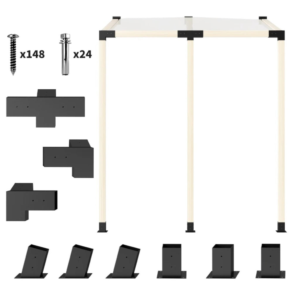 English Elm Outdoor Pergola Bracket Kit Steel 9 Piece Slanted Lean to Wall Mount Hardware Set T3971P466883