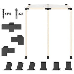 English Elm Outdoor Pergola Bracket Kit Steel 9 Piece Slanted Lean to Wall Mount Hardware Set T3971P466883