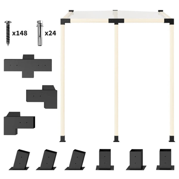 English Elm Outdoor Pergola Bracket Kit Steel 9 Piece Slanted Lean to Wall Mount Hardware Set T3971P466883