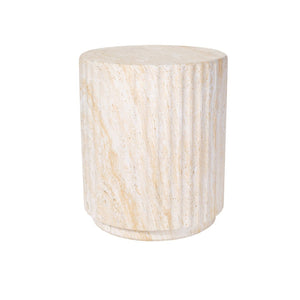 English Elm U_style Mgo Cylinder Accent Table Wave Ribbed Concrete Look Patio or Indoor Plant Stand Beige,Yellow N711P422078K
