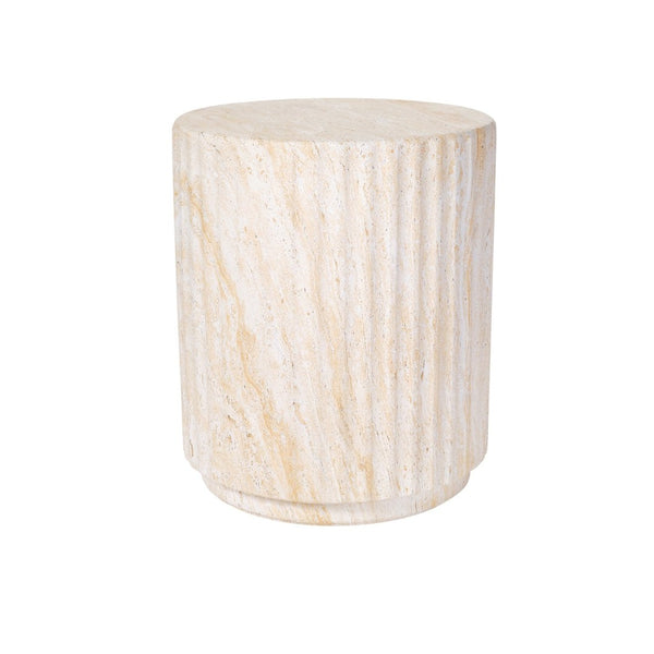 English Elm U_style Mgo Cylinder Accent Table Wave Ribbed Concrete Look Patio or Indoor Plant Stand Beige,Yellow N711P422078K