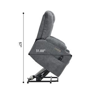 English Elm Emon's Overstuffed Chenille Power Lift Recliner with Massage Heat and Charging Ports Grey W1803S00090