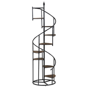 English Elm 69-inch Spiral Bookshelf Rustic Brown 8-Tier Industrial Metal Frame with Triangular Wood Shelves, 68.75" H, Sturdy Design B011P305631