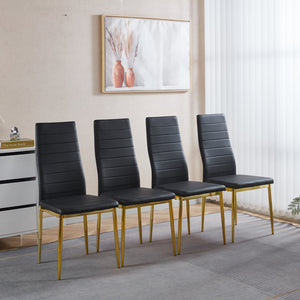 English Elm 1+4,5Pieces Mid-Century Dining Set For 4-6 | Stylish Glass & Metal Table With Chairs | Easy Assembly W234S00117