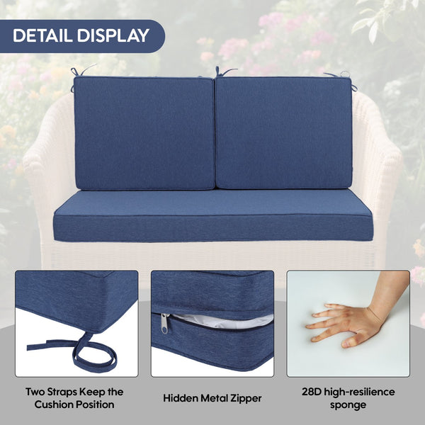 English Elm Outdoor Deep Seat Cushions for Patio Furniture Waterproof Replacement Chair Cushions Set of 2 17x15x16 Durable Comfort Navy Blue W419P290497