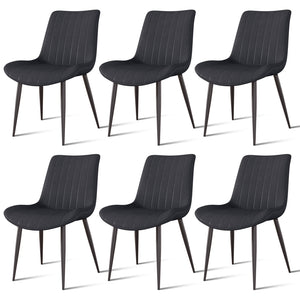 English Elm Black Pu Leather Dining Chairs Set Of 6 - Modern Armless Design For Kitchen, Restaurant & Office Use T3967P383849