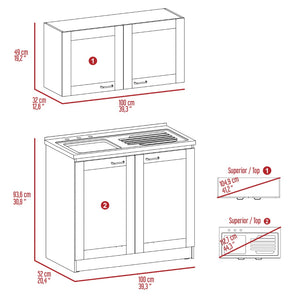 English Elm Perseus Two Piece White Cabinet Set for Kitchen Laundry or Utility Storage B128S00220
