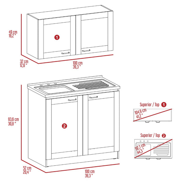 English Elm Perseus Two Piece White Cabinet Set for Kitchen Laundry or Utility Storage B128S00220