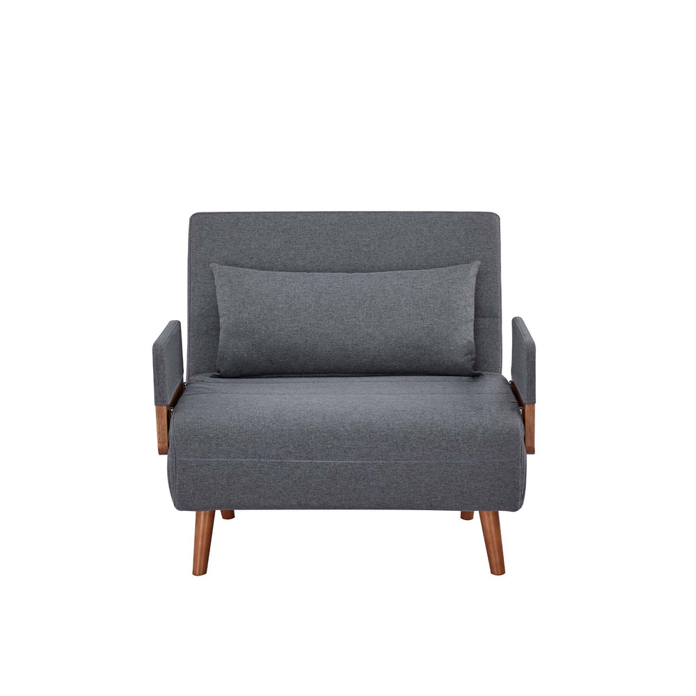 English Elm TRIO Modern convertible sleeper sofa bed with breathable linen, 3-level recline, silent hinges, space-saving Grey W3391P325007