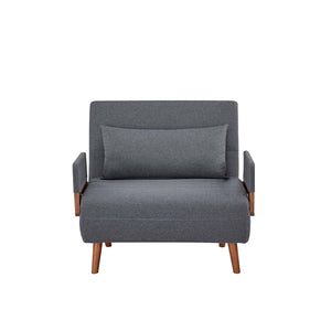 English Elm TRIO Modern convertible sleeper sofa bed with breathable linen, 3-level recline, silent hinges, space-saving Grey W3391P325007