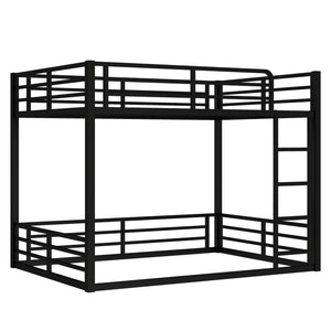 English Elm Metal Full-Over-Full Bunk Bed Frame - Heavy-Duty, Noise-Reduced Design For Kids And Adults In Black W1580S00158