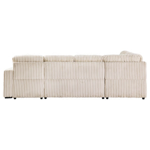English Elm Thurston Corduroy Sectional Sofa with Hidden Chaise Storage and Pop-up Sleeper Camel B062S01483
