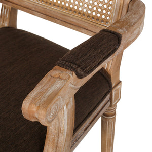 English Elm Dining Chairs Set of 2 Cane Back Rubberwood Armchair French Country Upholstered Seat N769P433301Z