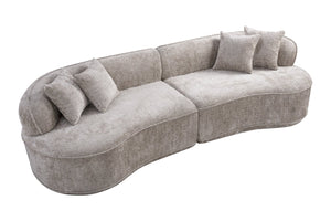 English Elm Modern Boucle Oversized L-shaped Sectional Sofa with Sculptural Curved Silhouette Camel W5515S00003