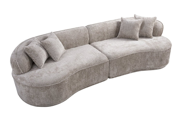 English Elm Modern Boucle Oversized L-shaped Sectional Sofa with Sculptural Curved Silhouette Camel W5515S00003