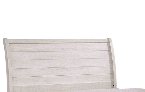 English Elm 1Pc King Sleigh Bed In Chalk Gray - Modern Curved Headboard, Horizontal Lines, Elegant Design & Comfort B2741S00253