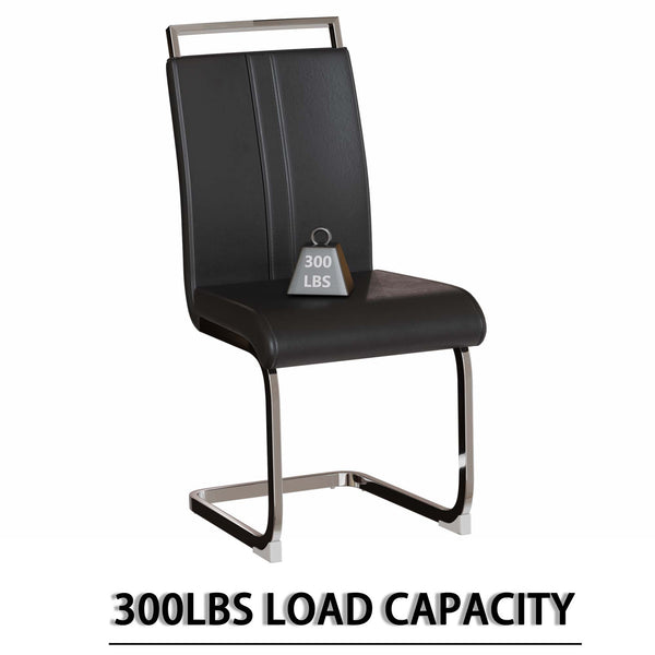 English Elm 63" Modern-Medieval Cream Dining Table Set With 6 Pu Armless Chairs & Silver Metal Legs For Style W2189S00675