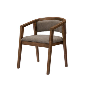English Elm Christopher Knight Home® - U-shaped Mid-Century Dining Chair with Armrests, Bouclé Upholstery, High-Density Foam Comfort Brown,Walnut N771P331338W