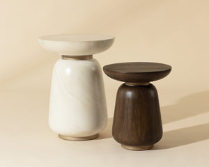 Sunpan KIRI End Table: Mid-Century Modern Accent with Concrete and Wood-Grain Finish for Timeless Style 112476