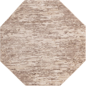 Unique Loom Oasis Water Machine Made Abstract Rug Brown, Beige/Ivory 6' 0" x 6' 0"