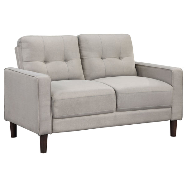 English Elm Harvey Beige Tufted Upholstered Loveseat with Pocket-Coil Seats, Track Arms & Compact Apartment Fit B062P375375