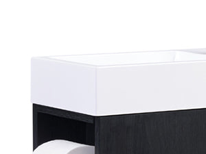 English Elm 16 16 inch bathroom vanity sink combo for small spaces with stone sink, soft-close doors, storage pockets Black + Dark Walnut 19.3 L x 13 W x 30.7 H W3520P327619