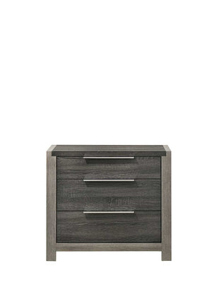 English Elm Jehoram Gray Finish Nightstand with 3 Spacious Drawers, Lozenge Upholstery, Full-Extension Glides B2726P256660