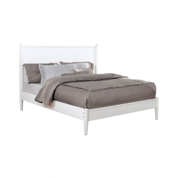 English Elm Mid-Century Elegant Eastern King Wooden Platform Bed In White Finish For Modern Bedrooms B016S00033