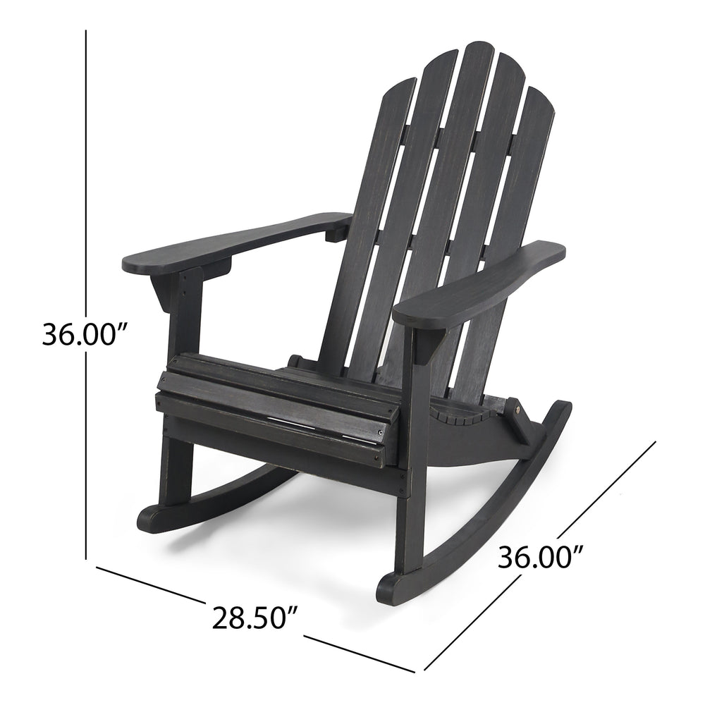 English Elm Christopher Knight Home® - HOLLYWOOD Acacia Wood Adirondack Rocking Chair with Long Rockers, Weather-Resistant, Cozy Cottage Vibe DARK GREY 38.75 L x 28 W x 9 H 62398.00DGRY