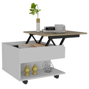 English Elm Portland Lift Top Coffee Table with Concealed Storage, Spacious Surface, Locking Wheels for Rooms Multicolor 26 L x 26 W x 4 H B128P148791