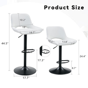 English Elm Set of 2 Pu Leather Barstools with Gold Footrest Curved Back for Kitchen Island White+Black W1151P383774