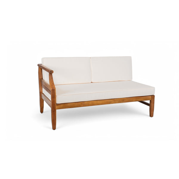English Elm Christopher Knight Home® - Aston Left-Side 2-Seater Sofa In Beige - Stylish Acacia Wood Loveseat For Outdoor Comfort & Durability N773P252037B