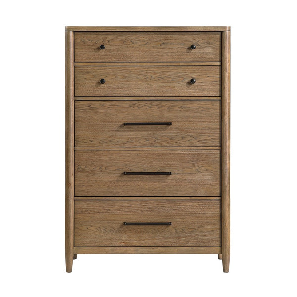 English Elm Modern Transitional Tall 5-drawer Chest with Cedar Lining and Hickory Veneer Finish B011P425799