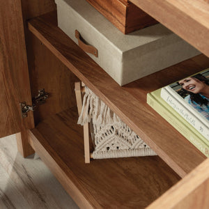 English Elm Library Base - Stylish Brown Herringbone Storage Solution For Compact Spaces, Home Office & Living Room B356P402670