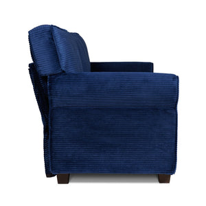 English Elm 94" Corduroy Three Seater Sofa Deep Cushioned Solid Wood Frame Modern Living Room Couch Blue W2715S00009