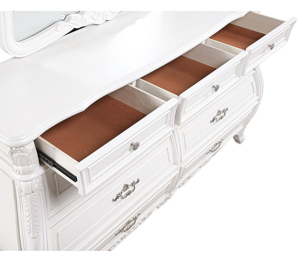 English Elm Opulence 4-Piece Queen Bedroom Set In Pearl White - Modern Elegance With Timeless Storage Solutions B009S01368-GIGA