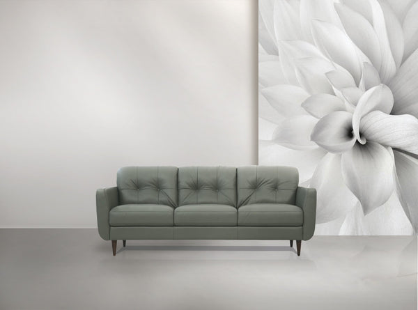 English Elm Radwan Italian Leather Sofa Tufted Mid-century Modern Three-seat Walnut Leg Living Room Dark Green B2726P496930