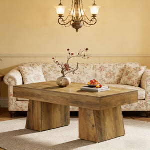 English Elm Wooden Rustic Mdf Coffee Table Open Base Rectangular Design for Living Room Decor T3971P449559